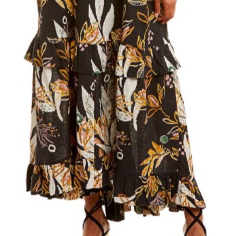 Free People Black Floral Maxi Dress with Yellow & Cream Accents - Picture 3 of 7